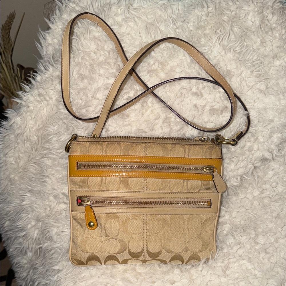 Coach Beige and Mustard Crossbody Bag